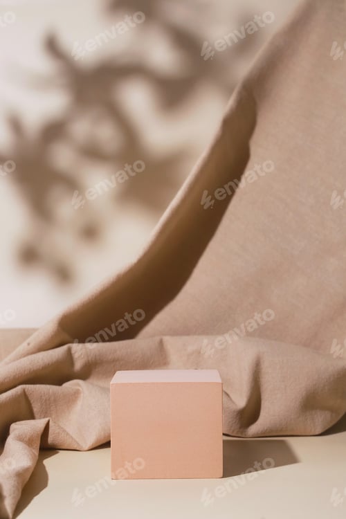 Preview: Background mockup for cosmetic product with copy space, earth tone color background and mock up for