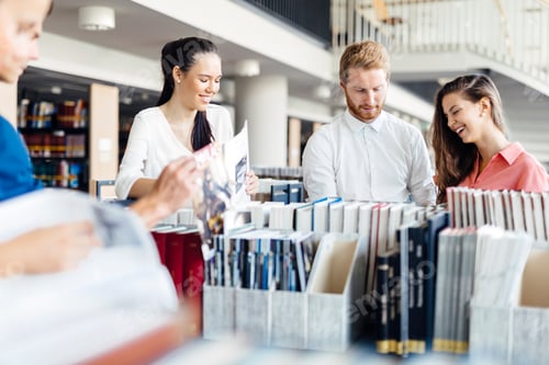 Preview: Group of students studying in library
