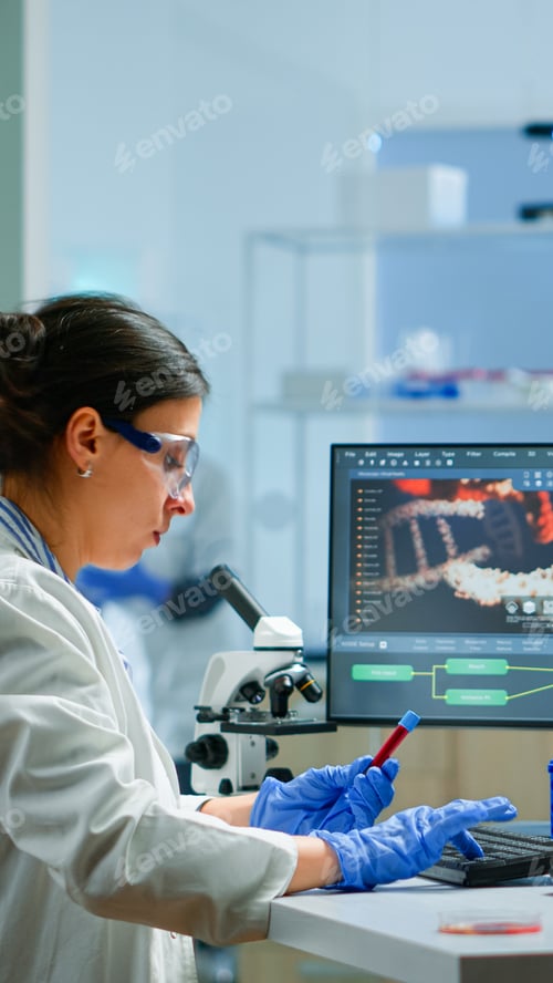 Preview: Team of microbiology scientists discussing about virus development