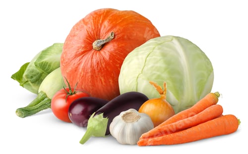 Preview: Isolated pile of raw vegetables