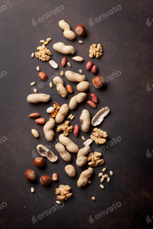 Preview: Various nuts on stone table