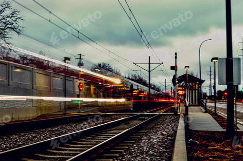 Preview: A transit station long exposure light trails travel photo