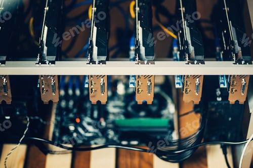 Preview: Crypto currency mining rig with graphics cards.
