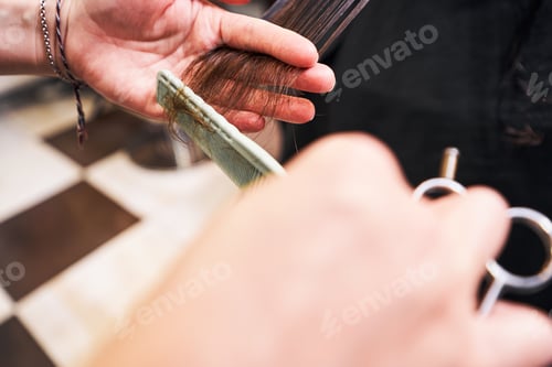 Preview: Competent master clipping damaged ends of hair