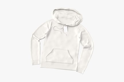 Preview: White Fitted Hoodie With Tag, Laid Out