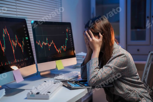 Preview: Businesswoman is having a bad day at the office while looking