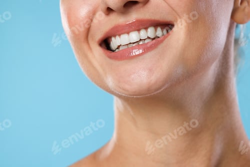 Close-up View of a Woman Smiling with Bright White Teeth
