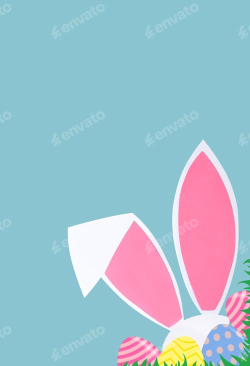 Preview: Festive Easter Bunny Ears and Decorated Easter Eggs