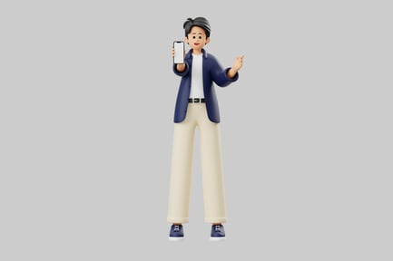 Preview: Cartoon character holding phone