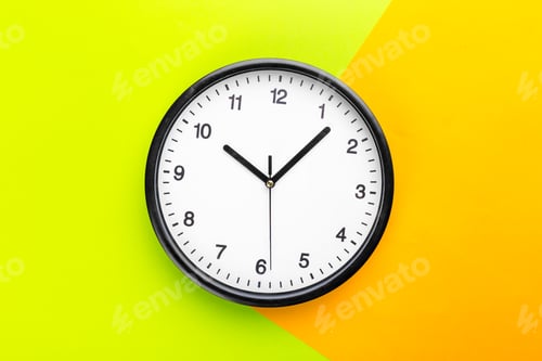 Preview: Wall Clock on color background. Creative Photo