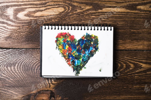 Preview: Acrylic hearts on notebook