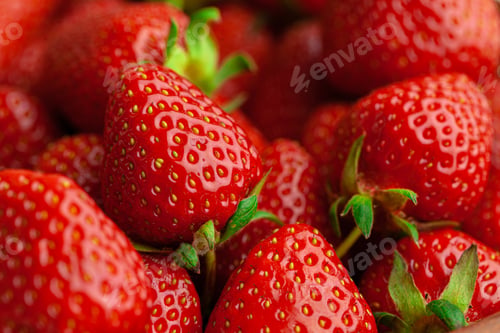 Preview: Ripe sweet strawberries. Summer ripe berries. Close up