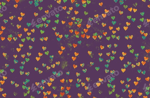 Preview: Closeup shot of a purple surface with painted heart patterns - perfect for decorative wallpapers