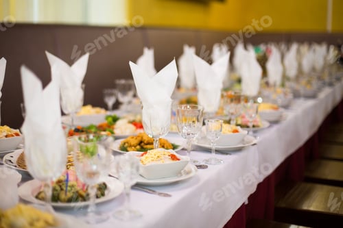 Preview: festive table, table setting. Festive table decoration.