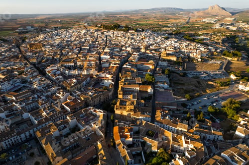 Preview: Drone skyline view of Antequera, Spanish town in Andalucia, Spain
