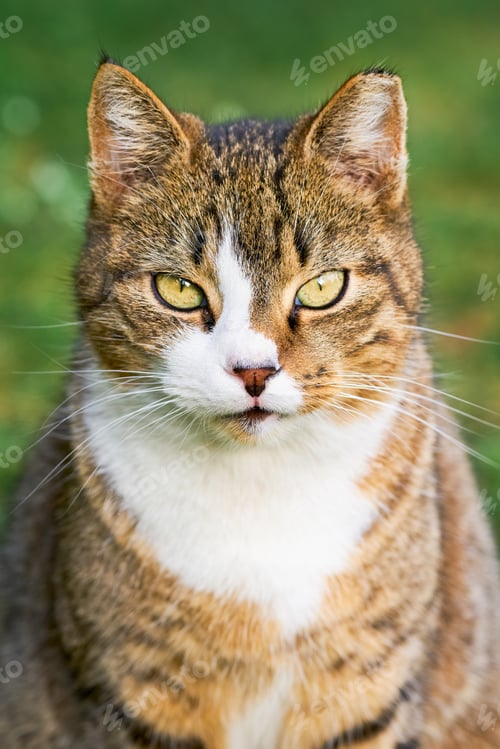 Preview: Portrait of a beautiful domestic tabby cat.