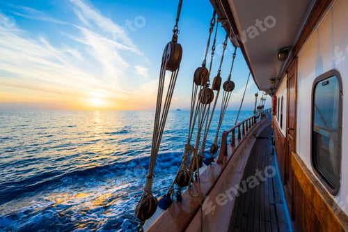Preview: Sunset at the Sailboat deck while cruising