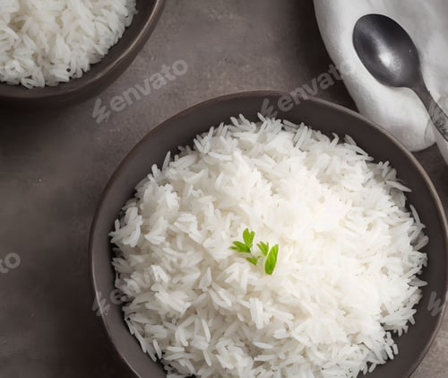 Preview: cup of cooked rice, rice is a staple food high in carbohydrates