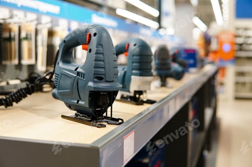 Preview: Jigsaw for construction and repair on power tool store shelves.