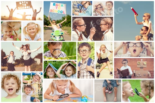 Preview: Happy children playing outdoors at the day time.