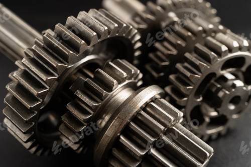 Preview: Gear and cogs wheels, clock mechanism, brass metal engine industrial.