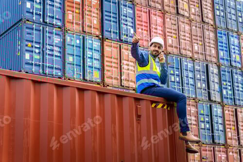 Preview: male engineers in a container shipping company Consulting