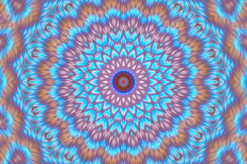 Preview: Digital art, 3d illustration, mandala kaleidoscope abstract blue, pink and brown background