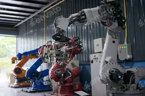Preview: Engineer work at robotic arm factory.
