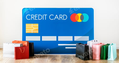 Preview: Credit card icon with shopping bags