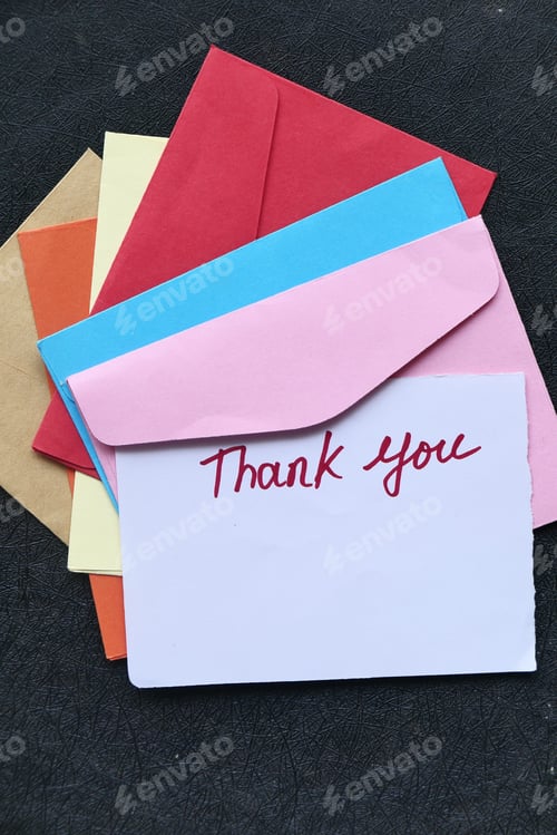 Preview: A Set of Colorful Envelopes Accompanied by a Thank You Card Perfect for All Occasions