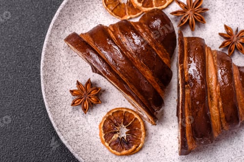 Preview: Sweet fresh crispy croissant with chocolate filling