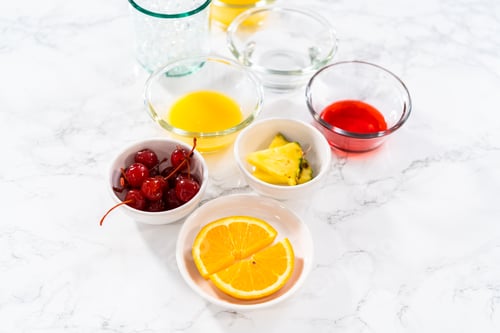Fruit preparation with variety of fresh fruits