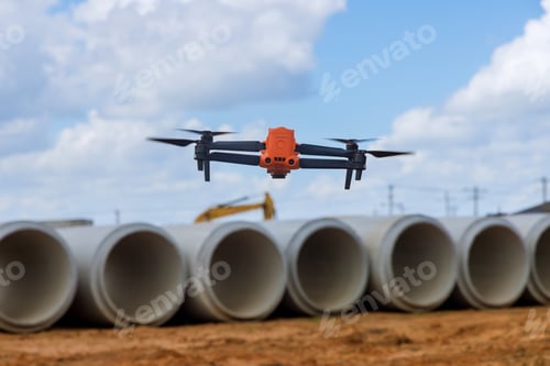 Preview: Utilizing drone, a contractor supervisor inspects work on job site