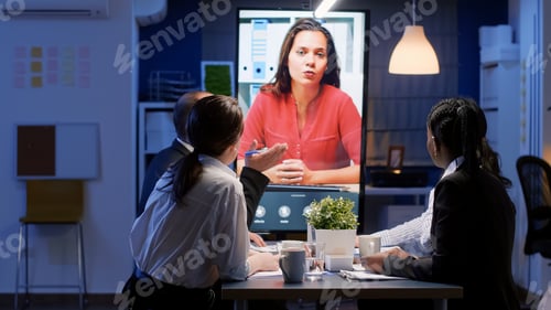 Preview: Diverse multi-ethnic business teamwork having online videocall conference meeting