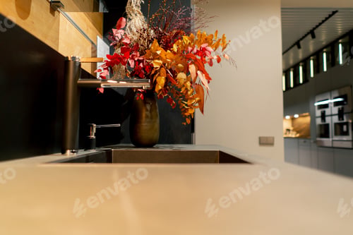 Preview: in professional expensive kitchen, a view of the cabinet with ovens in the closet area for cooking