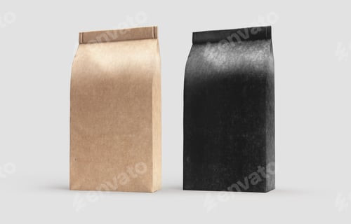Preview: Blank coffee bag mockup isolated in a removable backgroud, concept for design