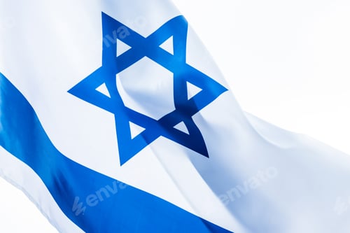 Preview: close up of national flag of israel isolated on white