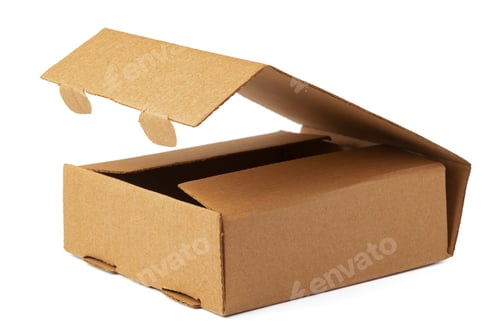 Preview: Open brown cardboard box isolated on white
