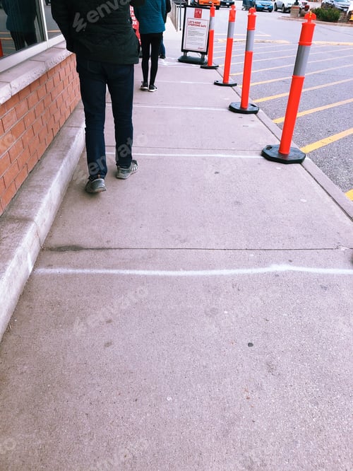 Preview: People waiting to get into grocery store keeping social physical distancing due to Covid-19 pandemic