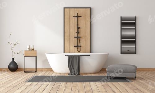 Preview: Minimalist bathroom with bathtub and shower
