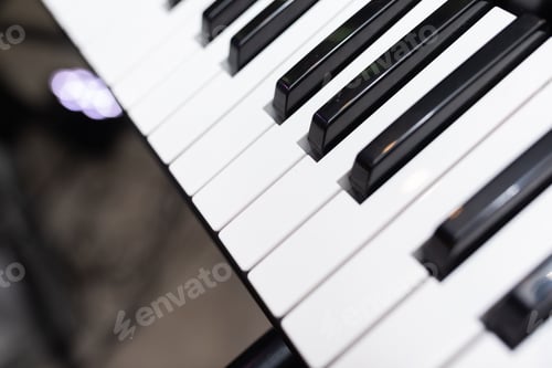 Preview: Black and white piano keys close up