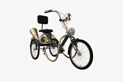 Preview: Vintage bicycle with curved front wheel and dual horn-like appendages