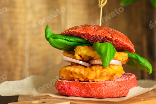 Preview: Burger Red, Fast Food Sandwich. Food Background. Copy Space