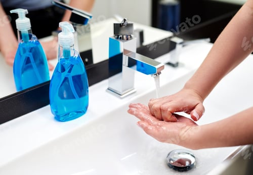 Preview: Detail of washing hands in the bathroom