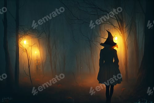 Preview: witch in the forest on Halloween night