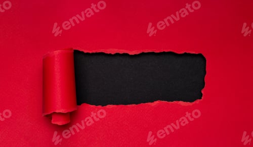 Preview: Red torn paper window with black insert, coupon banner mockup