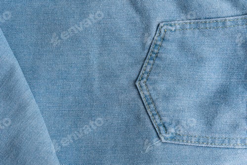 Preview: Close-up of Blue Denim Fabric with Pocket Detail