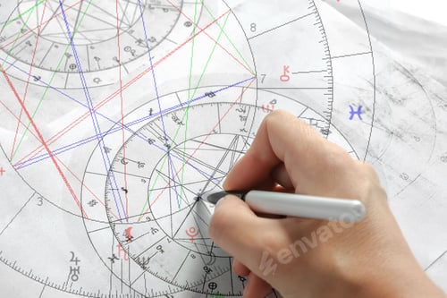Preview: Astrology. Astrologer calculates a natal chart and makes a forecast of fate