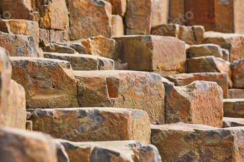 Preview: Basalt block rock formation in Feroe islands. Geology volcanic