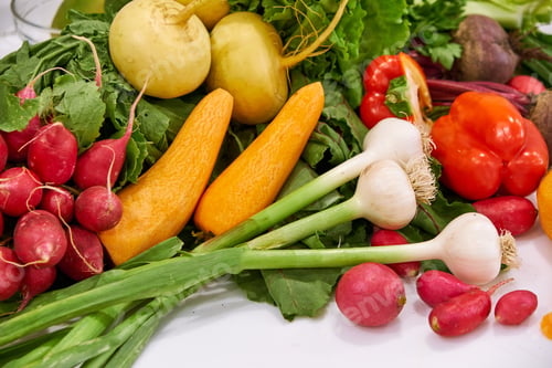 Preview: healthy foods are on the table in the kitchen
